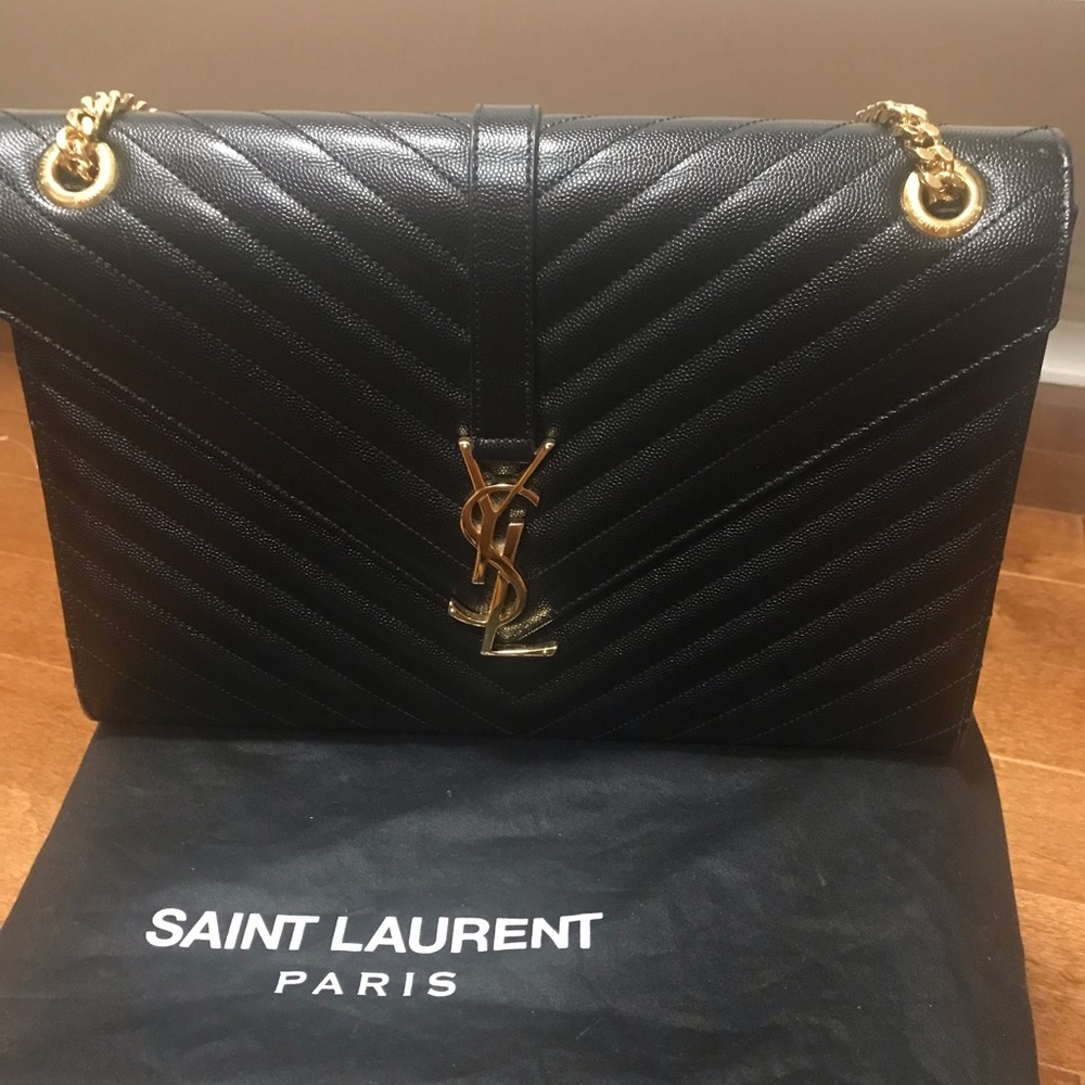 YSL large quilted bag with gold chain